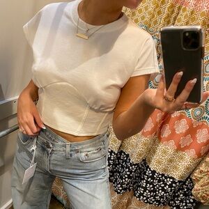 Blush Boutique White Cotton Corset Tee